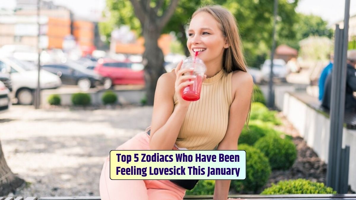 The girl, drinking coffee in the park, reflects individuals who have been feeling lovesick during this January.