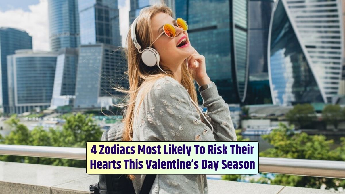 Springing to the beat, the hipster woman in pink shades epitomizes the zodiacs ready for romantic risks.