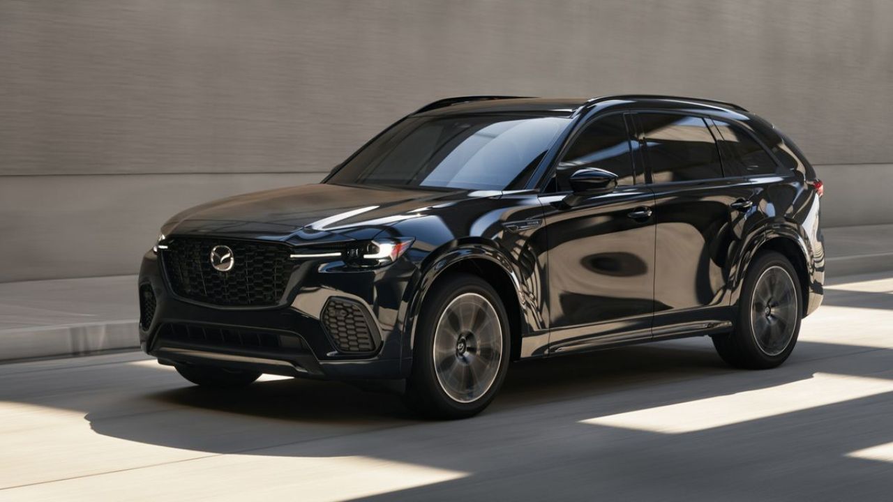 Mazda CX-70 in black color in brown background